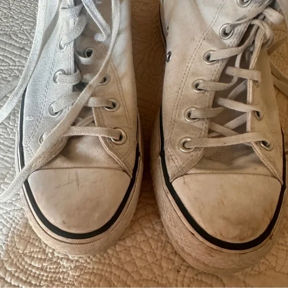 Converse Chuck Taylor High Platform Top Sneakers White Canvas Womens 8.5 Classic - Picture 6 of 15